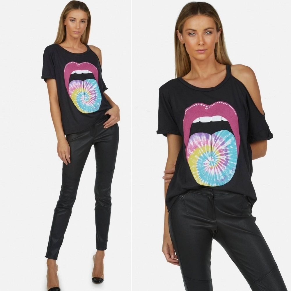 LAUREN MOSHI // ltd ed amara journey departure symmetric shoulder cut out tee - Picture 1 of 15